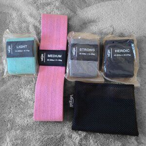 Vergali Fabric Resistance Bands,  4 Booty bands for women with carry bag